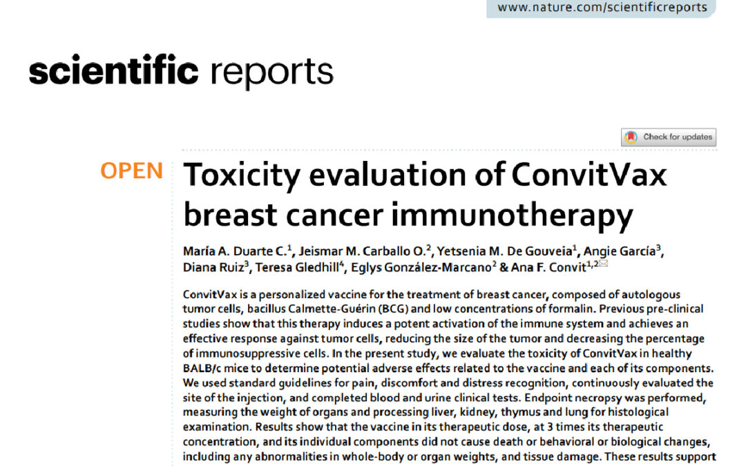 Toxicity evaluation of ConvitVax breast cancer immunotherapy
