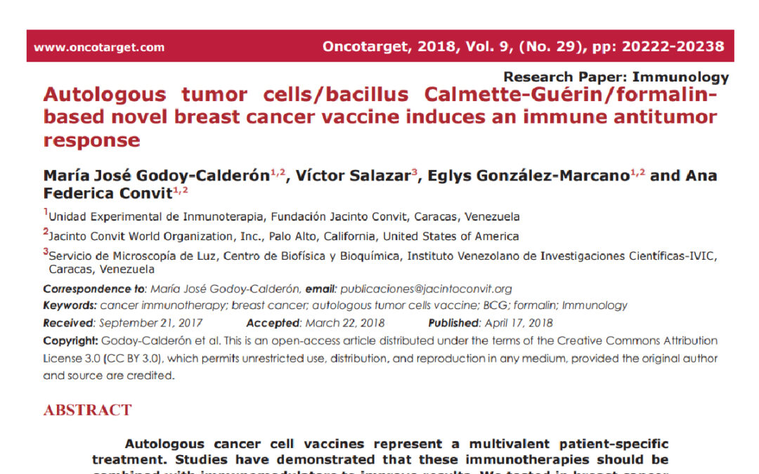 Autologous tumor cells/bacillus Calmette-Guérin/formalinbased novel breast cancer vaccine induces an immune antitumor response