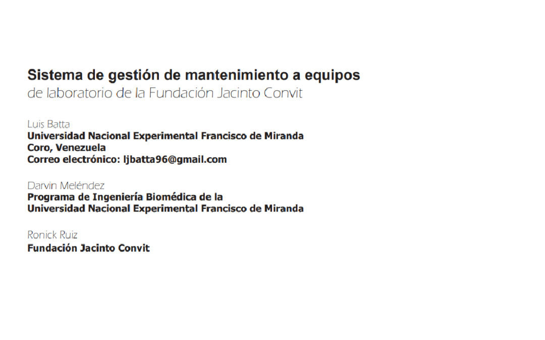 Sistema de Gestión de mantenimiento a equipos de laboratorio de la Fundación Jacinto Convit