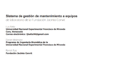 Sistema de Gestión de mantenimiento a equipos de laboratorio de la Fundación Jacinto Convit