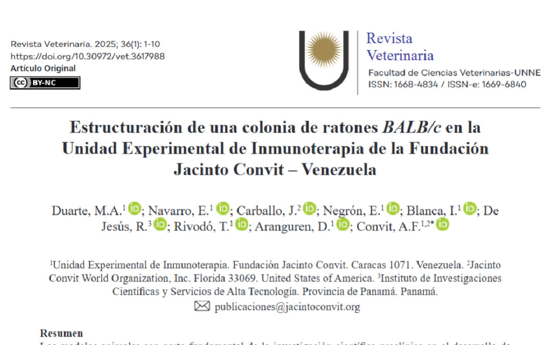 Estructuración de una colonia de ratones BALB/c en la Unidad Experimental de Inmunoterapia de la Fundación Jacinto Convit