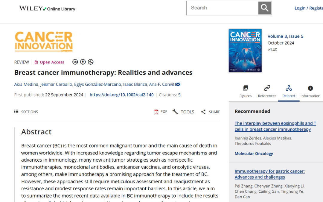 Breast cancer immunotherapy: realities and advances 